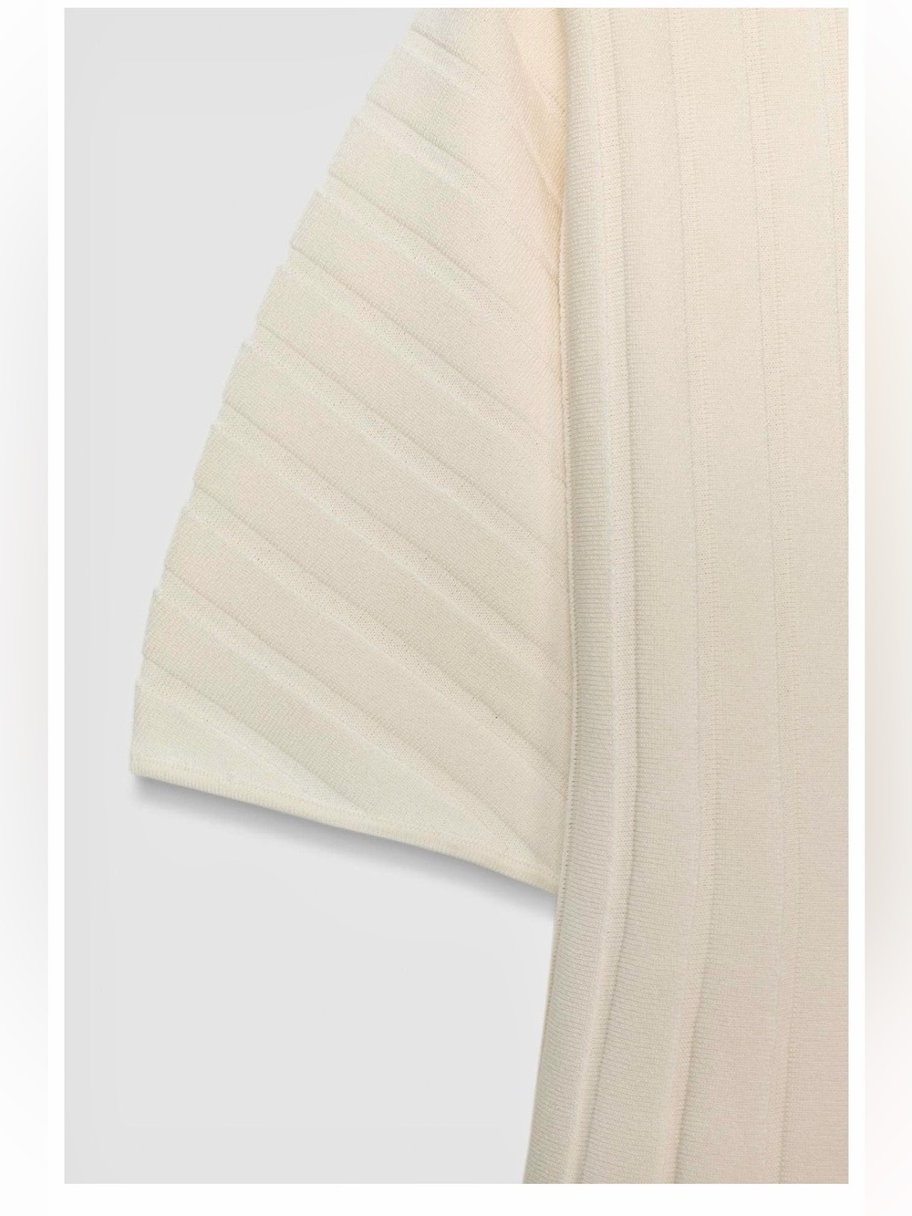 Zara NWT ivory Cream Ribbed Short-Sleeve knit Sweater structured Top - Picture 9 of 9